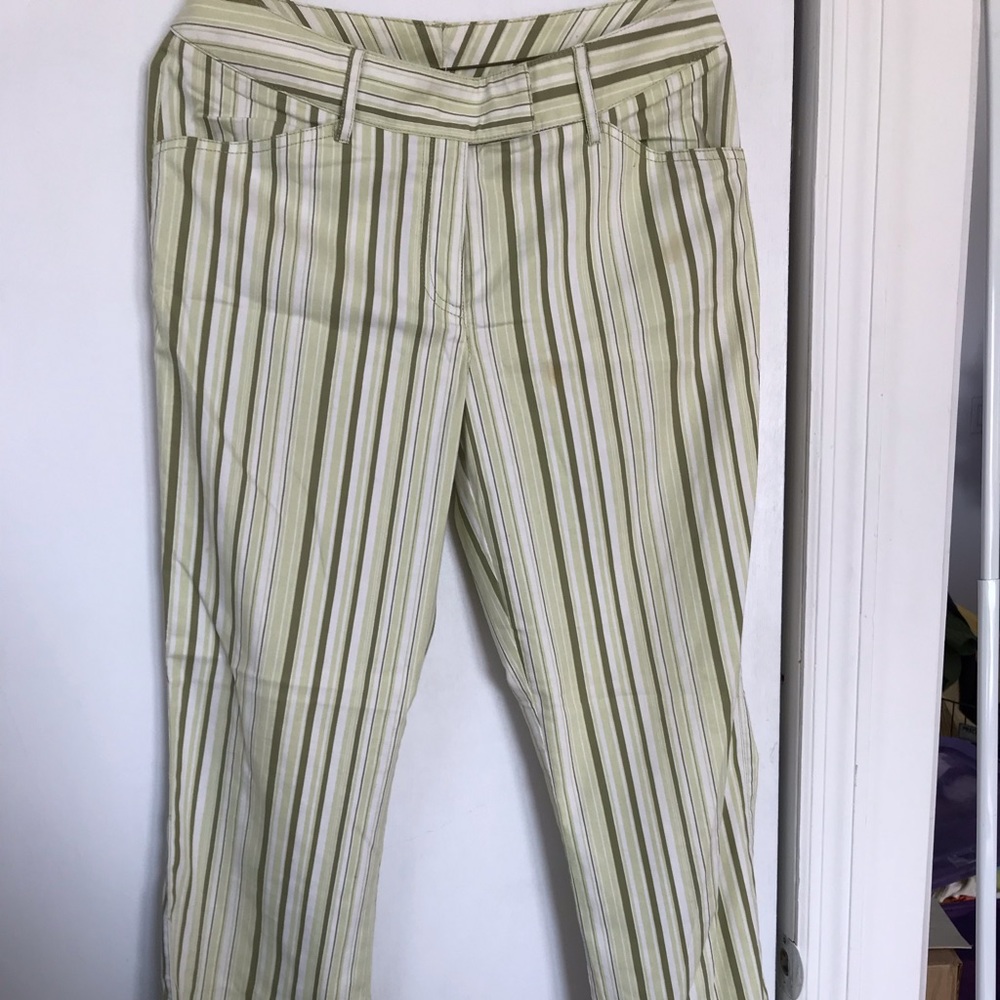 Garnet hill green stripe ankle length jean cut, 6